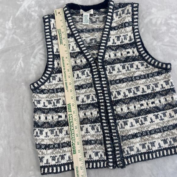 VTG Fair Isle Vest Womens Medium Chunky Knit Cozy Layering Cottagecore Preppy - Picture 5 of 8